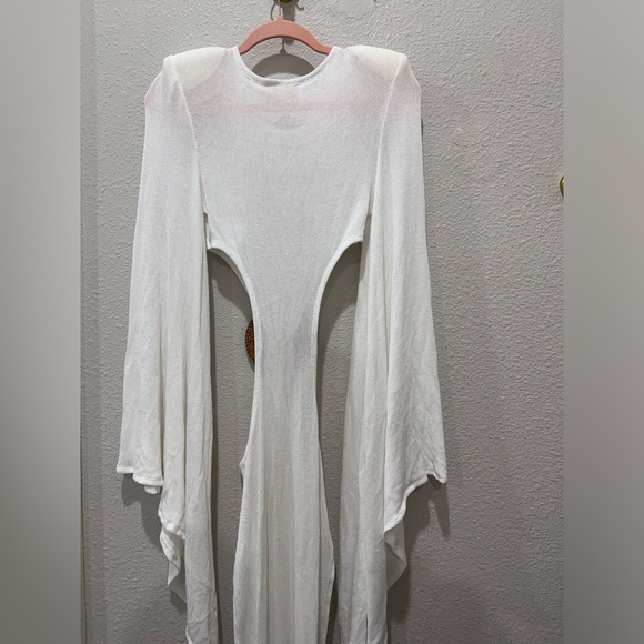 Bronx and Banco NWOT Dalia Kimono Knit Cutout Maxi White Dress Coverup Sz S - Picture 7 of 7